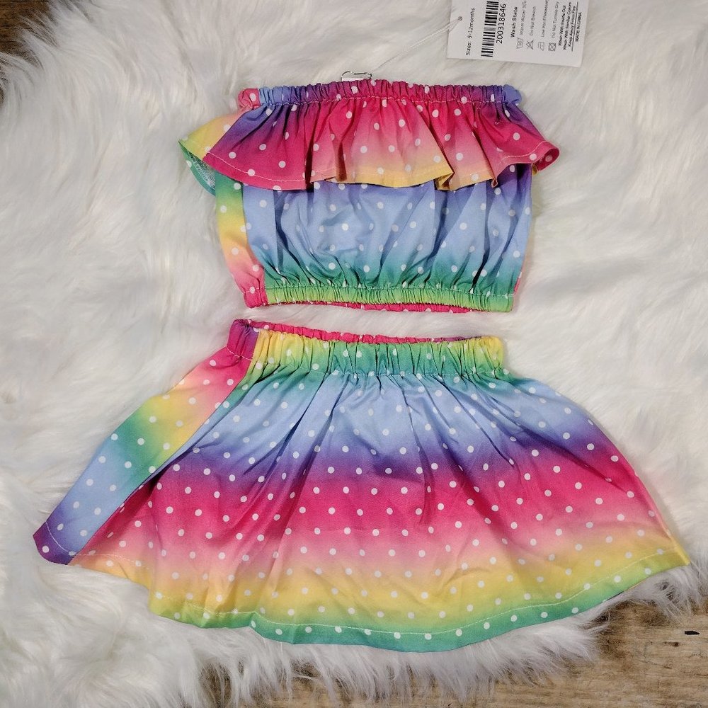 NWT 9-12M Rainbow 2-Piece Dress Baby Girl
